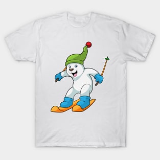 Polar bear as Skier with Ski & Bobble hat T-Shirt